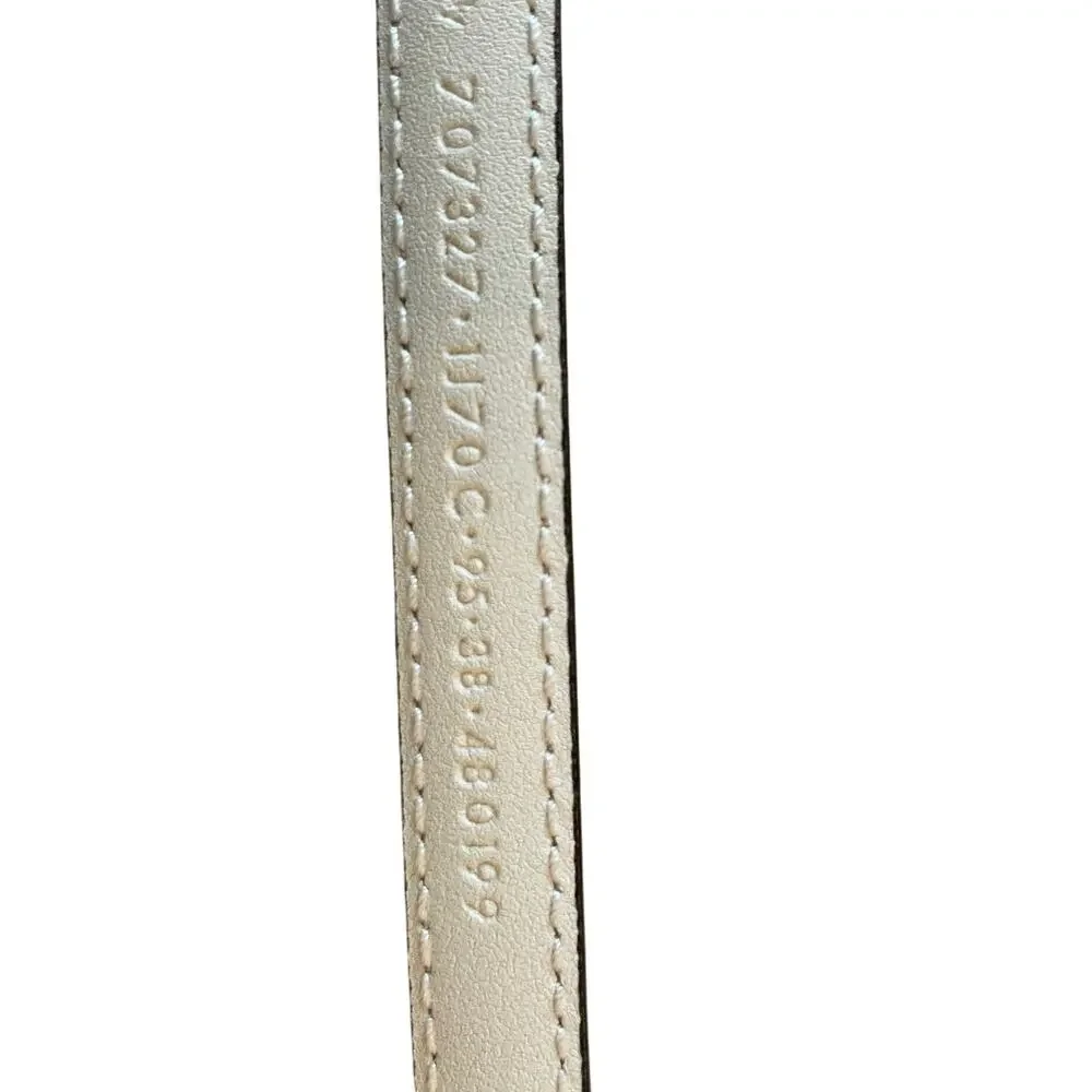 NEW GUCCI Cream Thin Patent Leather Marmont Double G Belt 707327